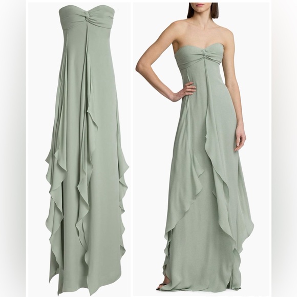 Ralph Lauren Purple Label Dresses & Skirts - Ralph Lauren Collection Rhiannon Ruffle Silk Gown Light Green Maxi Dress